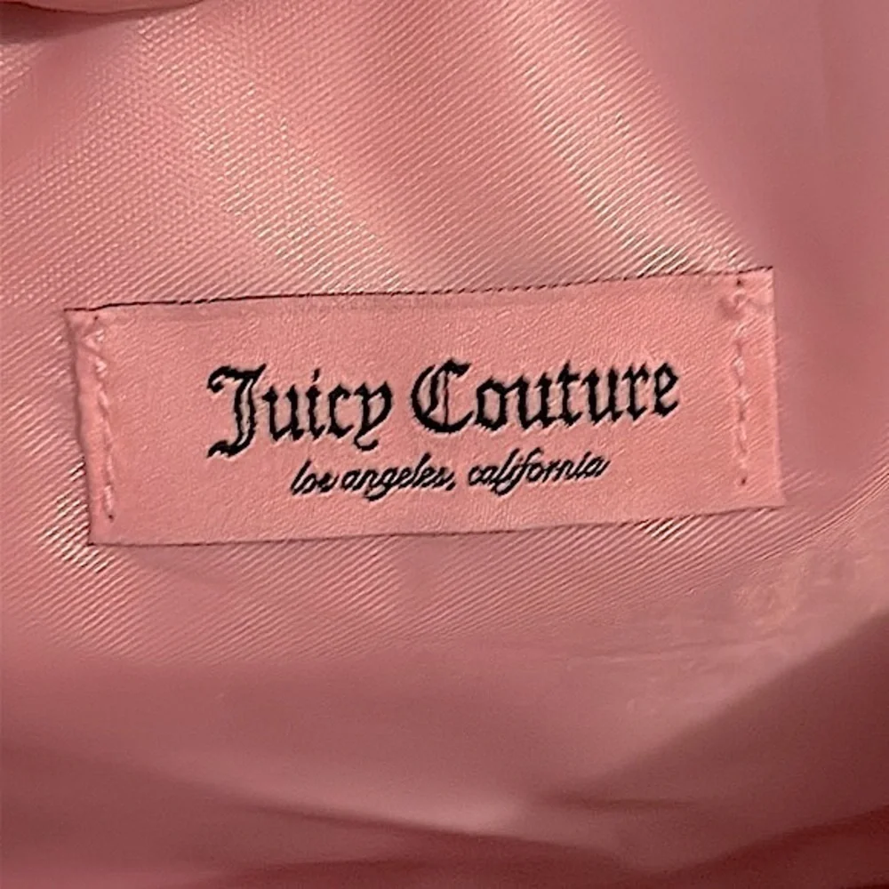 Juicy Couture Women's Cosmetics Bag - Travel Makeup bag Wedge Pouch pink velvet